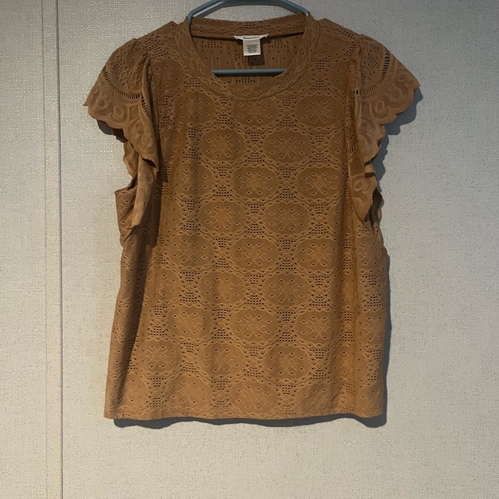 URBAN Romantics Tan Eyelet Blouse
